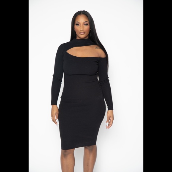 Black long sleeve midi dress - Picture 7 of 13